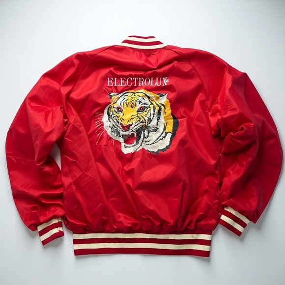 Vintage 80s Satin Bomber Jacket | Tiger Electrolux M - Picture 3 of 10